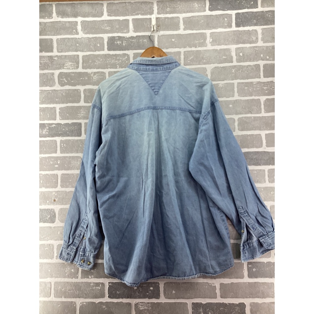 True Fan Ohio State Buckeyes Denim Shirt Mens XL Blue Long Sleeve Button Down - Picture 5 of 5